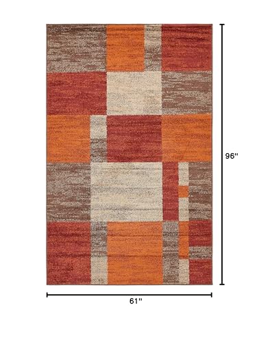 Tapete decorativo rectangular 5'1" x 8' multi beige miniatura 2