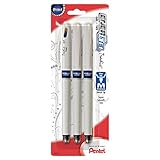 Pentel EnerGel Tradio Pearl Liquid Gel Pen, 0.7mm Medium Line Capped, Blue Ink, 3 pack (BL117WBP3C)