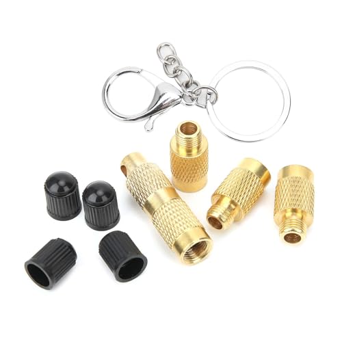 Image of 4‑in‑1 Tire Deflator Tool Kit, Portable Tyre Deflation Valve Tools, Copper Tire Pressure Relief Tire Bleeder Valve for Offroad Vehicles with Valve Keychain