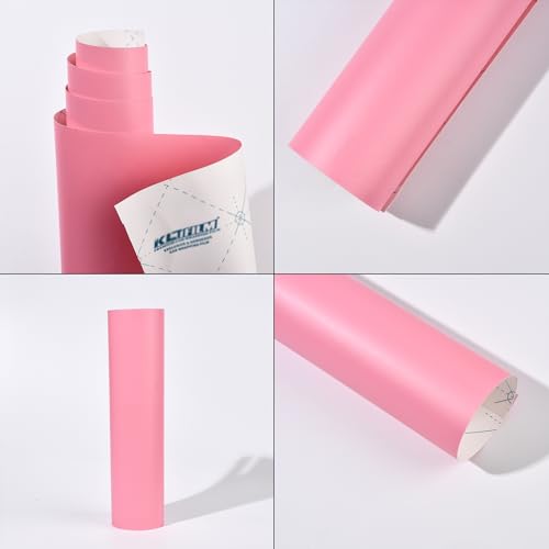 Image of Matte Pink Car Vinyl Wrap Film Charming Pink Satin Finish Self Adhesive DIY Car Body Film for Vehicle Interior Exterior Decoration, 59.84 inch x 23.62 inch
