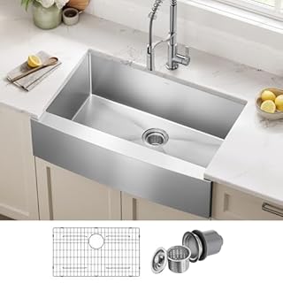 Kraus KHF200-33 Standart PRO Stainless Steel Sink 33 inch Farmhouse Apron Single Bowl 16 gauge