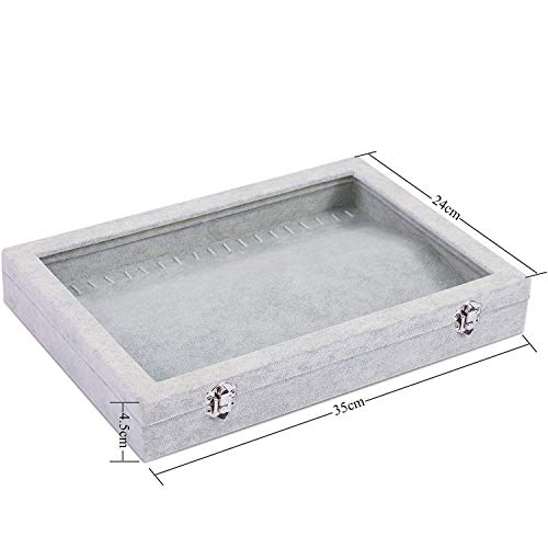 Velvet Glass Necklace Bracelet Anklet Display Storage Holder Jewellery Storage Box Case Organiser