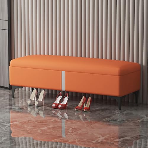 Generico Panca Contenitore in Pelle - Pouf Imbottito per la fine del Letto e Organizer per Scarpe con Gambe - Elegante Baule portaoggetti per l'ingresso, per l'arredamento e l'organizzazione della ca