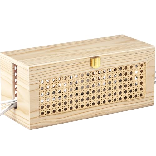 Cable Management Box, Cable Organizer Box Safe for Kids and Pets, 2 Open Slots Cords Hider Box for Power Strips, Computer Router, USB Hub 12.5
