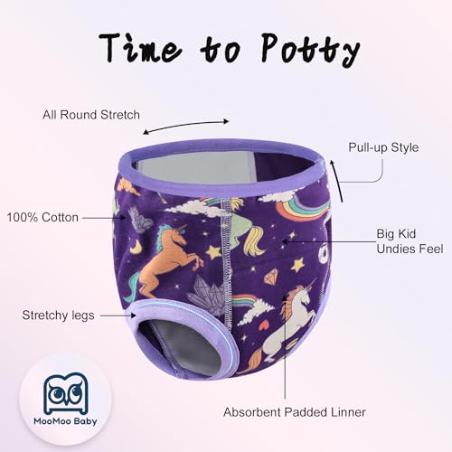 MooMoo Baby Potty Training Underwear 10 Packs Absorbent Toddler Training Pants for Boys and Girls Cotton Pee Pants 2T-9T