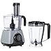 HOMCOM Procesador de Alimentos Robot de Cocina 650W Bol de 1L Vaso de 1,25L Amasador Batidora Exprimidor con Pantalla LED 3 Velocidades Función de Pulso Acero Inoxidable 23,5x21x17,5 cm Plata