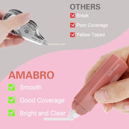 Amabro Small White Out Tapes, 6PCS Tape Roller Instant Correction Tape Mini Whiteout Tape Set Cute Correction Rollers for Students Office Workers Home School Stationery Supplies (Gradient Pink) - Image 4