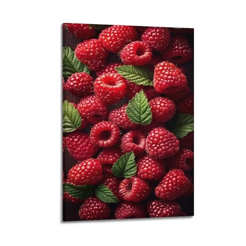 Poster mural framboises rouges ZHOUKEG pour raviver un mur blanc salon