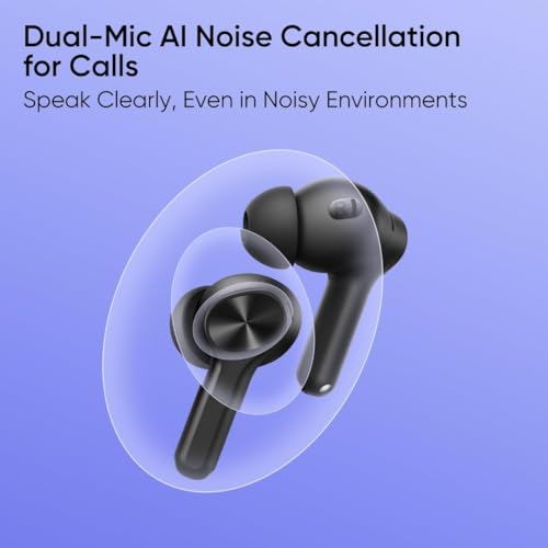 Image of Lynacz Original T200 Lite TWS Earbuds | 4 Mic AI ENC for Clear Calls, 48H Playback, Fast Charge, Low Latency Gaming, Google Fast Pair (Volt Black)-(AS-656)