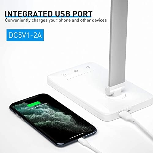 LED Desk lamp, Touch Control Table Lamps, Eye-Caring Desk Lamp with USB Charging Port, 5 Modes, 10 Brightness Levels, Auto Timer 30 / 60min, Desk Light for Home Office Bedroom Reading Work Study