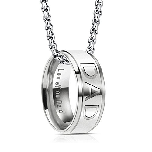 Product Image of the Silove Love you Dad Mom Stainless Steel Necklace for Men Women Dad Birthday Gifts Jewelry Father’s Day Gift (Dad Necklace)