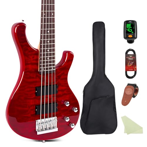 Bullstar Electric Bass Guitar 5 Strings Full-Size Standard Electric Bass Beginner Kit with Gig Bag...