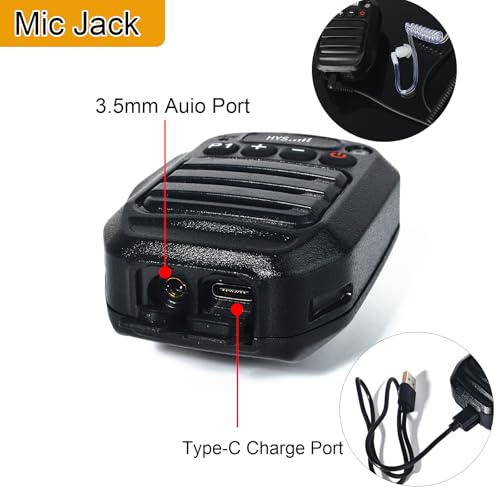 HYS Bluetooth Microphone for Zello App, Wireless Mic with PTT – IP66 Waterproof, Type-C Charge, 1000mAh Battery& Smart Controls, 3.5mm Audio Port for iOS and Android with Listen Only Earpiece