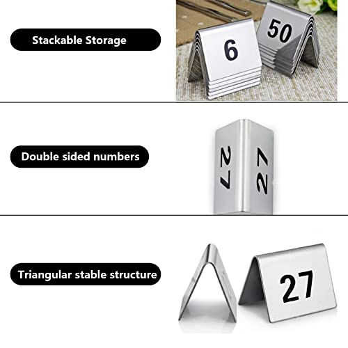 Numéros de table en acier inoxydable durables 5x4cm avec marquage double face 1-100