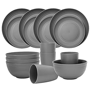 Camping Geschirr Set4,Teller und Schalen,Kunststoffteller mikrowellengeeignet,spülmaschinenfest,Camping-Geschirr-Set für…
