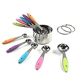 SCDA Premium Food-Grade Stainless Steel Measuring Spoons and Cups Set-10 Piece,Engraved Standard...