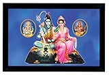 IBA Indianbeautifulart Lord Shiva Parvati With Lord Ganesh & Kartikeya Poster With Frame Hindu God...