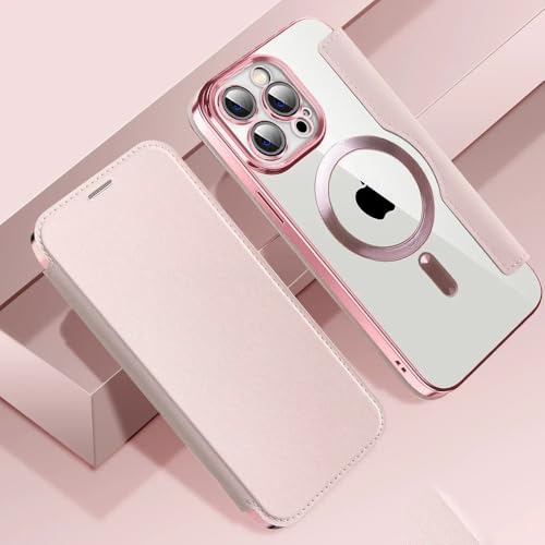 Étui à rabat en cuir iPhone 14 15 16, le cadeau idéal avec cette coque de luxe rose