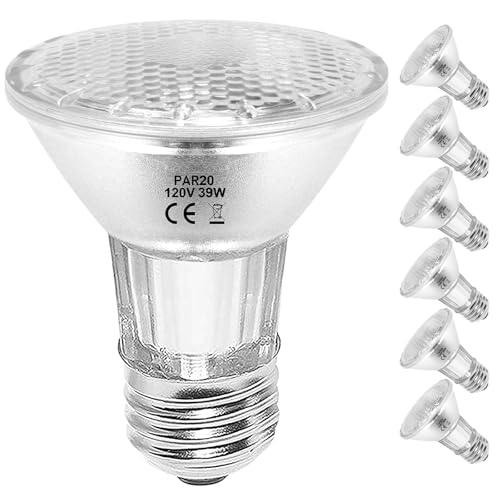KIMLOONG PAR20 Halogen Light Bulbs 39W 120V Dimmable 6 Pack E26 Base Par20 Halogen Bulb Warm White 2700K 1755 Lumens ECO Flood Bulb Long Lasting for Track Lighting & Range Hood Light Bulbs