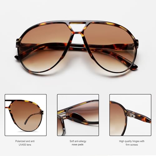 Image of GUVIVI Retro Aviator Sunglasses for Women Men Oversized Classic 70s Vintage Trendy Tangle Free Square Aviators Sun Glasses