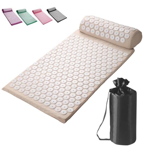 指圧マット 枕セット 指圧セット マッサー ジヨガマット 鍼灸マッサージクッション 自宅 室内 血液循環 トレーニング ジム 筋肉 運動 厚手 ストレス解消 フィットネス 収納ケース付