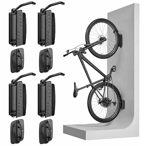 Bike-Wall-Mount-for-Garage-Holds-77lbsSwivel-Indoor-Bike-Storage-4-Pack-Adjustable-65-angle-for-space-saving-storage-Fits-most-bikes-with-tires-under-315H35W-Ideal-for-garage-entryway