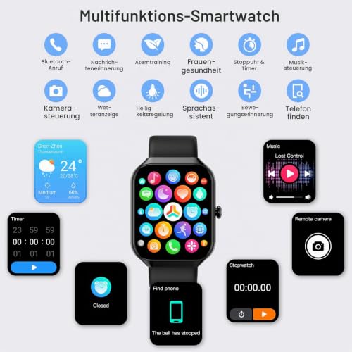 Jugeman Smartwatch Herren Damen 1,96" HD Touchscreen mit Telefonfunktion – Ansicht 6