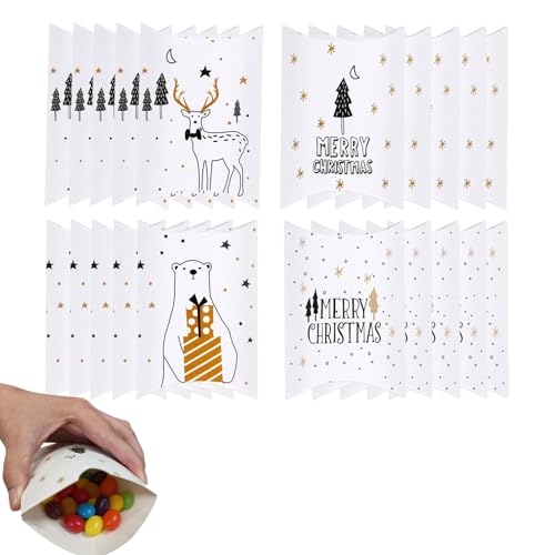 20 Boîtes Cadeau de Noël en Papier Kraft, Coffrets en Carton Thème Noël, Parfaites pour Surprises, Bonbons, Bijoux, Décoration, Échanges de Cadeaux et...