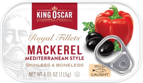 Image of King Oscar Skinless & Boneless Mackerel Fillets, Mediterranean Style, 4.05 -Ounce Cans (Pack of 6)