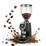 QFGain KaffeemüHle Mit 64-Mm-Flachmahlwerk, Espresso-MüHle Mit Automatischer Dosierung, Programmierbarer Digital-Timer, 500-G-BohnenbehäLter, AluminiumgehäUse – Kompakt FüR Café & Zuhause Black