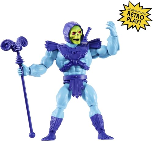Image of Masters of The Universe Origins Action Figure Skeletor, 5.5 Inch 1980s Motu TV Villain, Detailed Design with Harness, Havoc Staff & Sword