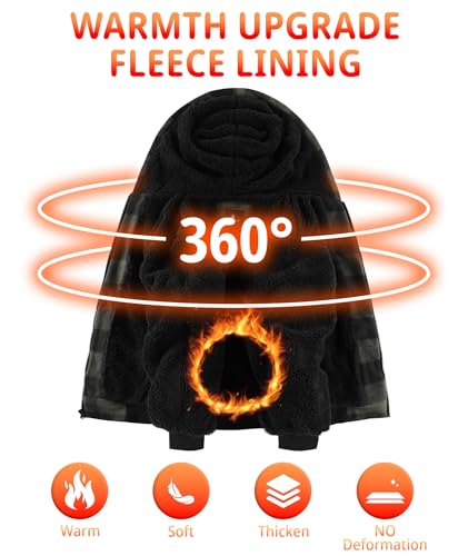 Image of Boys Fleece Jacket with Hood Unisex Child Sherpa Lined Zip Up Warm Coat Hooded Sweatshirt Outerwear