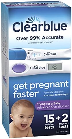 Clearblue Advanced Ovulation Test Combination Pack, Predictor Kit, Featuring 15 Advanced Ovulation Tests and 2 Rapid Detection Pregnancy Tests, 17ct