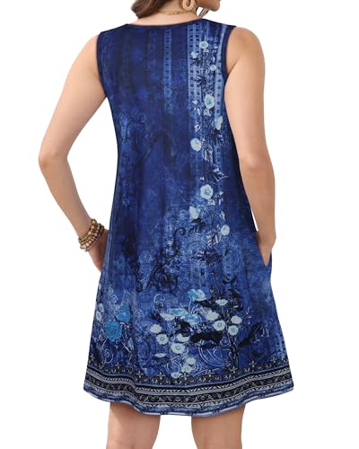 Image of Womens Summer Dresses Casual Loose Fit Sleeveless Sundress with Pockets