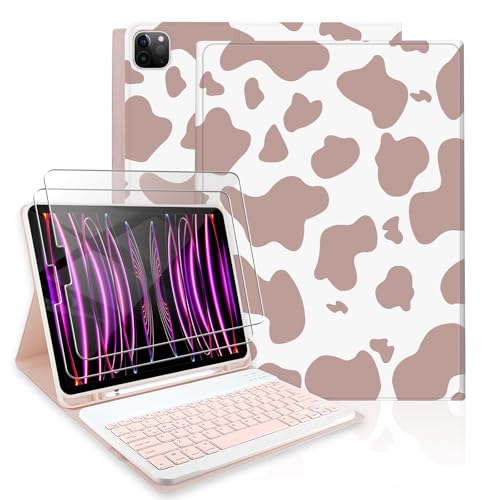 Étui avec clavier pour iPad Pro 12,9" anti-rayure avec porte-crayon rose