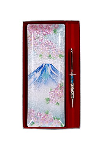 彩光舎 七宝焼き ペン皿回転式ボールペンセット富士桜 125-16