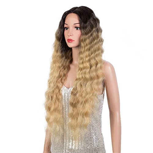 Perruque blonde longue pour cosplay et soirées d'été ondulée effet naturel 22 pouces