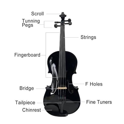 Image of Electric Violin 4 /4 full Size 4 string Acoustic Violin Spruce Maple Ebony Wood with Case, Bow Handmade for Beginners, Students, Professionals (Black)
