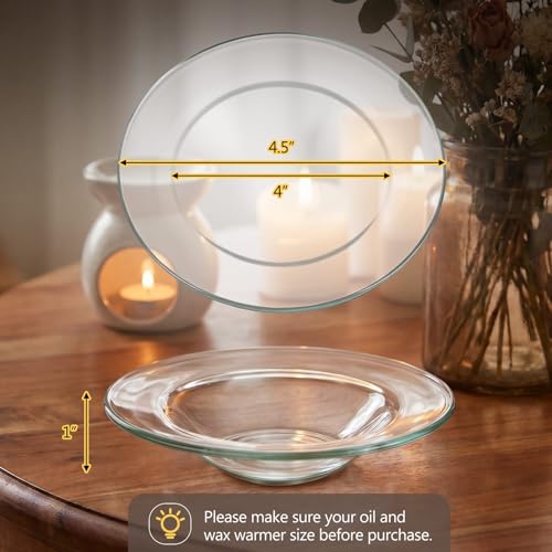 image for Patelai 4.5 Inches Replacement Oil Warmer Dish Round Glass Dish Wax Me
