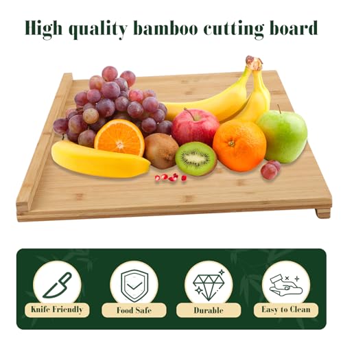 Tabla de Cortar y Para Pastelería Reversible Grande de Bambú, Bloque de Carnicero de Madera con Borde de Encimera, Tabla de Cocina de Doble Cara para Encimera miniatura 5