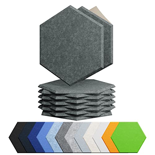 Image of 12 Pack Hexagon Acoustic Panels Self Adhesive Sound Proof Foam | High density sound acoustic foam panel, 12 x 10.23 x 0.4in acoustic wall panels for home, office, and more(Moonlight Grey)