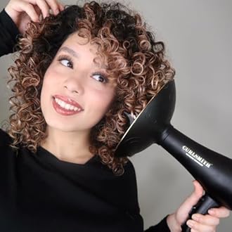 Curlsmith Defrizzion Hair Dryer - for Curly Hair w/Extra Large 8" Diffuser for Fast Drying, 2 Speeds, 3 Heat Settings, Sustained Cool Setting with Minimal Heat Impact