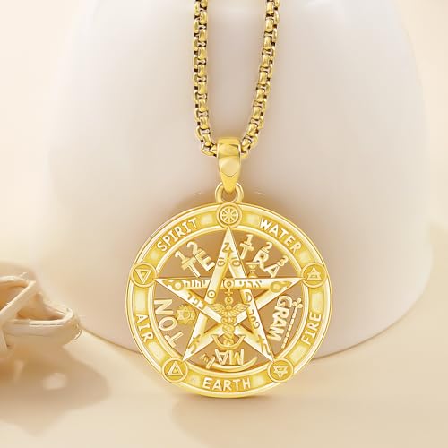 Aniu Tetragrammaton/Pentagram/Triple Moon Goddess Necklace for Men Women 925 Sterling Silver Witch Knot Pentacle Pendant Pagan Wiccan Amulet Energy Gifts Jewelry3