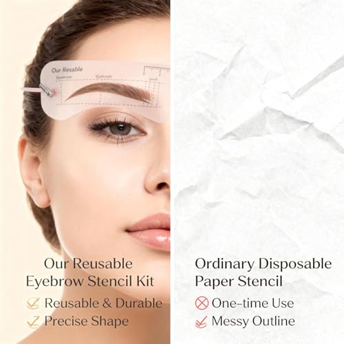 12 PCS Eyebrow Stencil,Reusable DIY Eyebrow Stencils Template for 3 Minutes Makeup，Eyebrow Template with Elastic Band for Beginners，Suitable for Women's Makeup, Drawing Brows(Eyebrow Distance 2.0cm) - Image 4