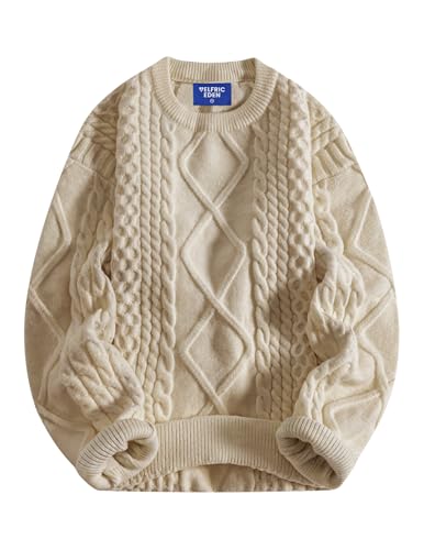 Image of Aelfric Eden Oversized Knit Sweater Solid Vintage Pullover Sweater Unisex Woven Crewneck Knitted Tops