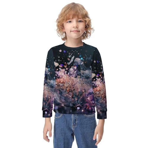 Purple Glittery SparklesChildren's Casual Pullover Sweatshirt Loose Fit7-9Y