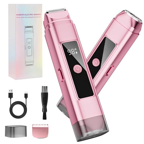 Mini Épilateur Bikini Électrique 2-en-1 pour Femmes - Rasoir avec Double Tête et Écran Numérique, Étanche IPX7, Nettoyage Facile - Pour Visage, Jambes et...