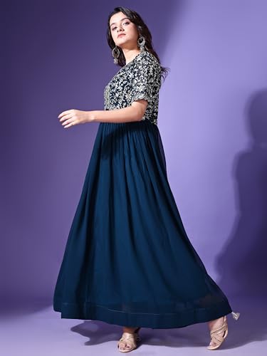 Image of Fashion Basket Georgette Embroidered Anarkali Dress for Women