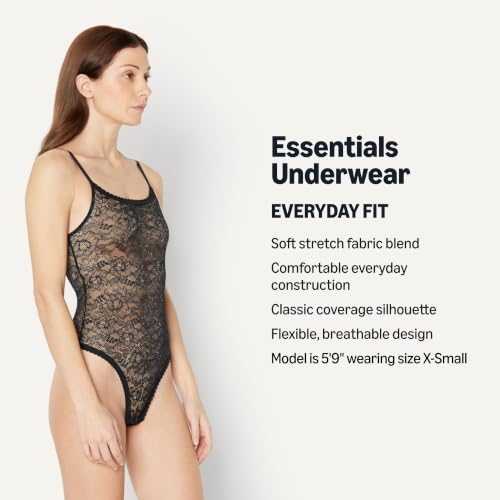 Amazon Essentials Women's Stretch All Over Lace Bodysuit, Black, Large - image 2