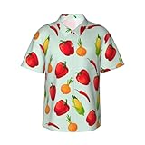 FBGHHTY Camisa hawaiana con estampado de maíz vegetal para hombre, camisas tropicales aptas para vacaciones en la playa y salidas de verano, Negro, XL